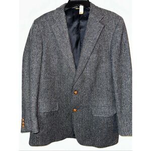 Vintage Hunter Haig Harris Herringbone Blazer Sportcoat Wool 44 100% Pure wool